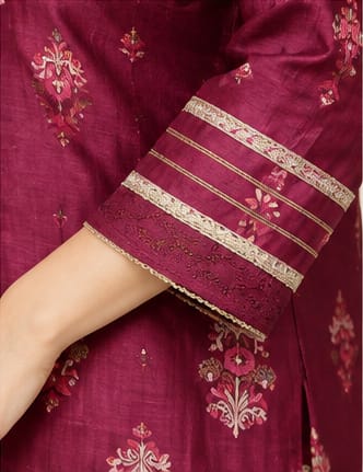 Plum Silk Chanderi Festive Suit Set