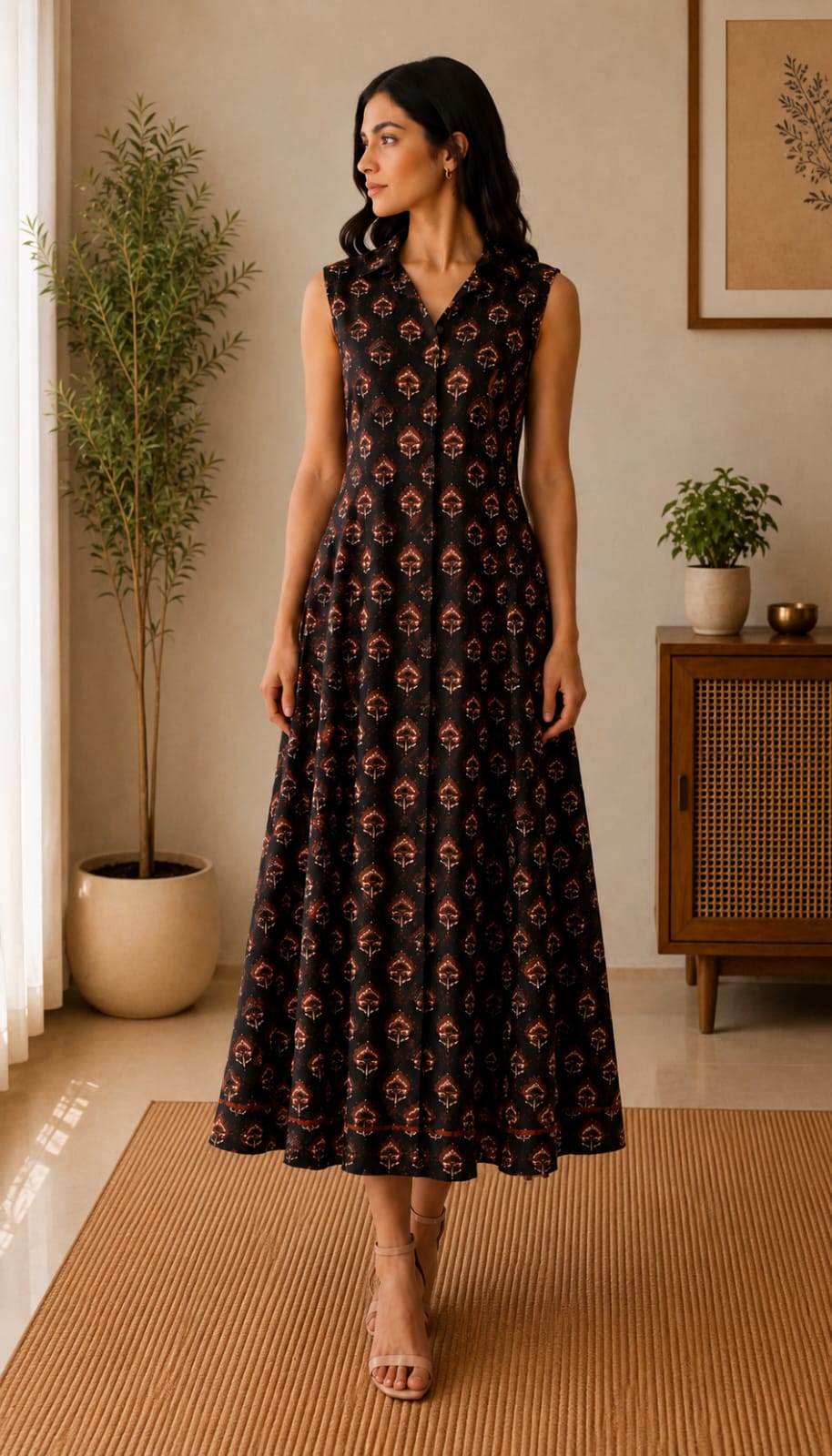 Midnight Floral Collar Dress