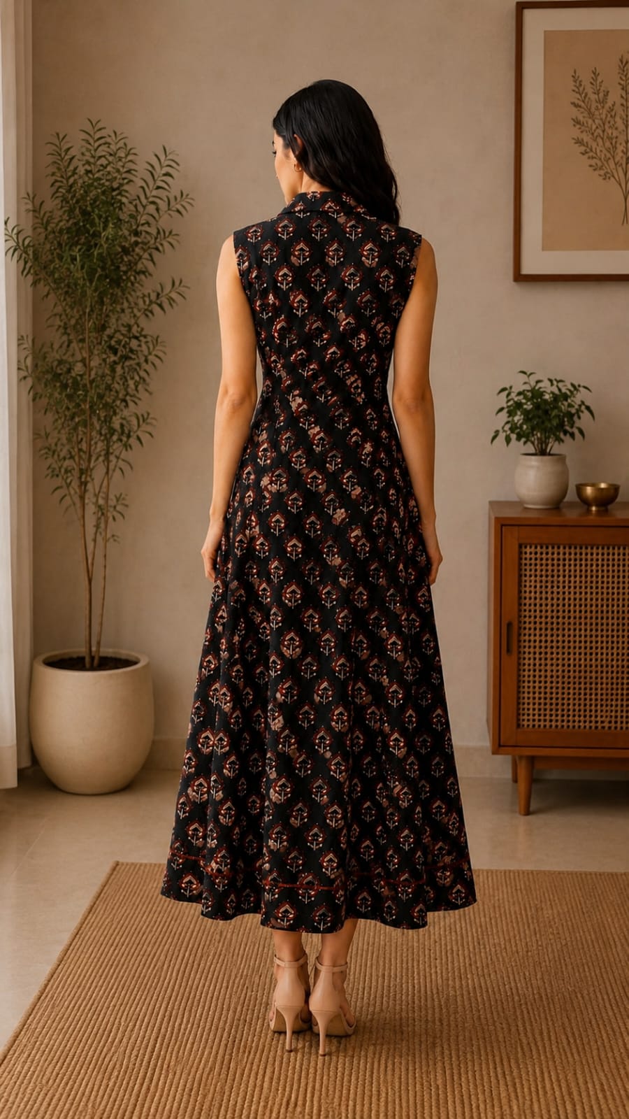 Midnight Floral Collar Dress