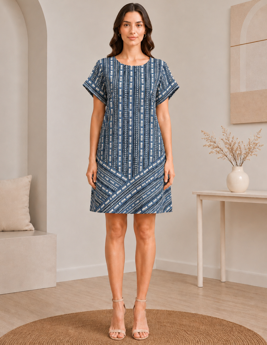 Dabu Floral Stripes Shift Dress